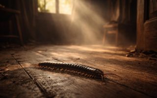 mille-pattes-sol-parquet-lumiere-matinale