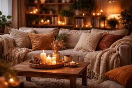 salon-coussins-bougies-etageres-plantes