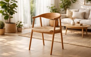 chaise-bois-moderne-salon-plantes