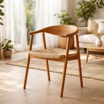 chaise-bois-moderne-salon-plantes