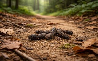 piste-forestiere-crottes-fouine-feuilles