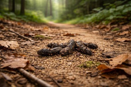 piste-forestiere-crottes-fouine-feuilles