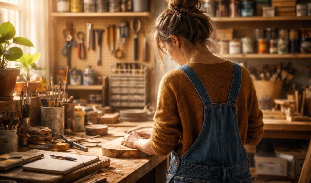 femme-atelier-bricolage-outils-etageres