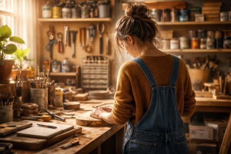 femme-atelier-bricolage-outils-etageres