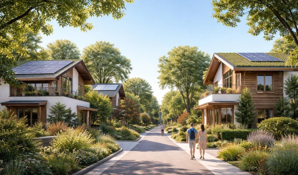 maisons-ecologiques-verdure-ciel-bleu