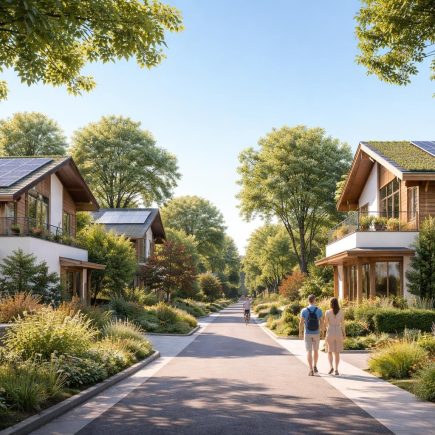 maisons-ecologiques-verdure-ciel-bleu