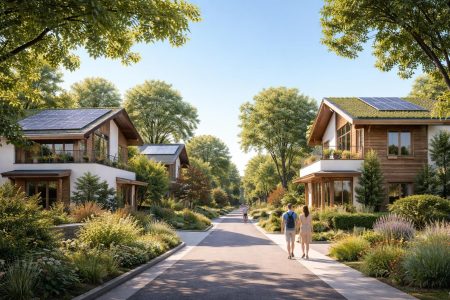 maisons-ecologiques-verdure-ciel-bleu